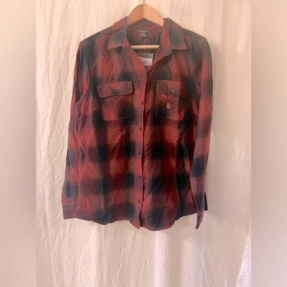 Eddie Bauer Tops - NWT Eddie Bauer red/black womens flannel size Large